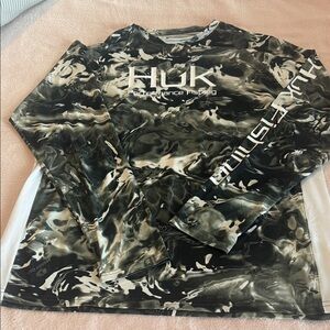 Huk Black and White Camo Performance Shirt